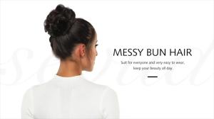 Rose bud Dark Brown Messy Bun Hair Pieces For Women Fake Hair Bun Curly Updo Scrunchie Extension Hair Tie with Hair Great for Daily Wedding Party Birthday Thick Natural Soft Synthetic Hair
