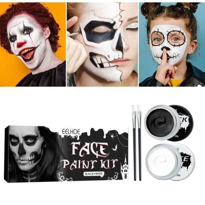 Halloween Face Body Paint Kit Safe Kids Face Painting Black & White ...