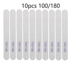 10Pcs Nail File Strips Sandpaper Nail Files 100/180 Grit Oblong Reusable Double Sided Emery Board