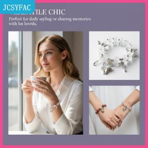 JCSYFAC Hợp thời trang bướm đính cườm Vòng đeo tay với dây đàn hồi có thể điều chỉnh phù hợp với phụ nữ quà tặng cho văn phòng hoặc trường học