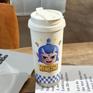 Nezha Magic Boy Cartoon Male Female Dual Ceramic Inner Pot Large Capacity Insulated Cup Straw Cup Coffee Student Only