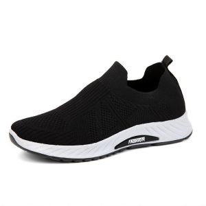 Mens Casual Sneakers Slip On Loafers Comfortable Mesh Mens Shoes  Lightweight Walking Shoes Black Driving shoes