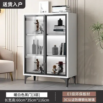 [Cozy ]Bookcase Glass Door Dust-Proof Figurine Display Cabinet Wall Mounted Storage Cabinet Display Shelf Bookshelf