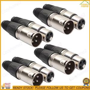 [Cozyhome2] 8pcs Microphone Audio Cable Plug 4 Male 4 Female 3Pin MIC Cable Terminal Zinc Alloy Socket Panel Mount Chassis for Mixer Amplifier