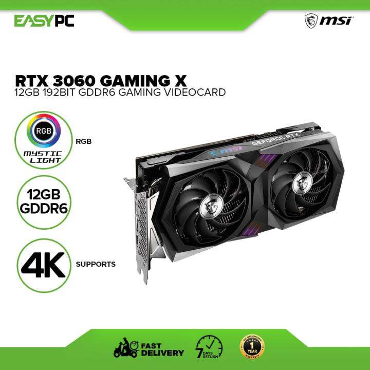 EasyPC | Msi Rtx 3060 Gaming X 12gb 192bit GDdr6 Gaming Videocard LHR,  Brand new Graphic Card, GeForce RTX 3060 GAMING X 12G. SILENCING HEATSINK  DESIGN, TOTALLY COOL CORE PIPES. | Lazada PH