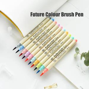 Jimat 823 Fabric Brush Pen 10 Color/Per PieceLettering Calligraphy Pigment Color Broad Line kaki (permenant when dry)