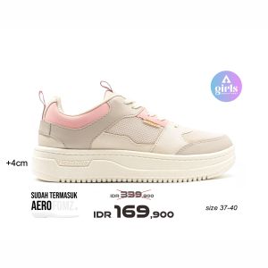 Aerostreet 37-40 Evelyn Putih Natural Krem Merah Muda - Sepatu Sneakers Wanita