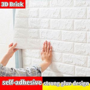 3D Foam Brick Wall Panel Stickers Big Size Adhesive Wallpaper for Bedroom Living Room Home FFJQ BRNU IOYB