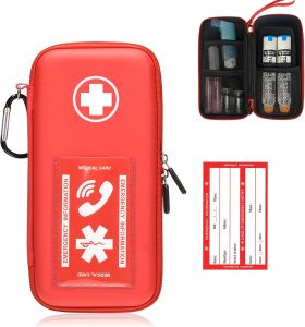 EpiPen Carry Case Hard Emergency Bag with Carabiner-for 2 EpiPens Asthma Inhaler Auvi-QEye DropsAnti-HistamineAllergy MedicationDiabetes Travel Case for Adults and Kids