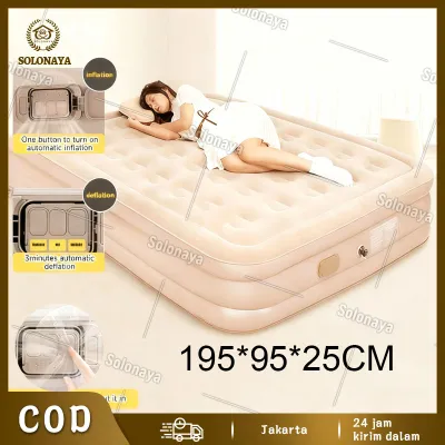 Sleefy Matras Tidur Kasur Angin Pompa Tiup Double Air Bed / Kasur Angin Termasuk Bantal kasur angin pompa otomatis kasur tiup Double Kasur Tiup Air Bed Queen Kemah Indoor dan Outdoor Anti-kempes Kasur