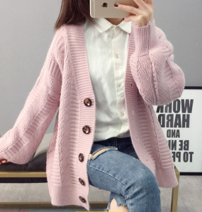 Basic Oversize Cardigan for Women Kardigan Perempuan Korean Styl eLengan Panjang Longgar Polos Kasual Wanita Viral Murah