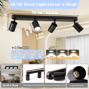 CHENBEN Replaceable Spot Light LED Ceiling Lights Gu10 Track Light 220V Round Track Lamp Spotlight Replaceable GU10 Bulb For Hall Store Clothing Shop Rail Display Lighting