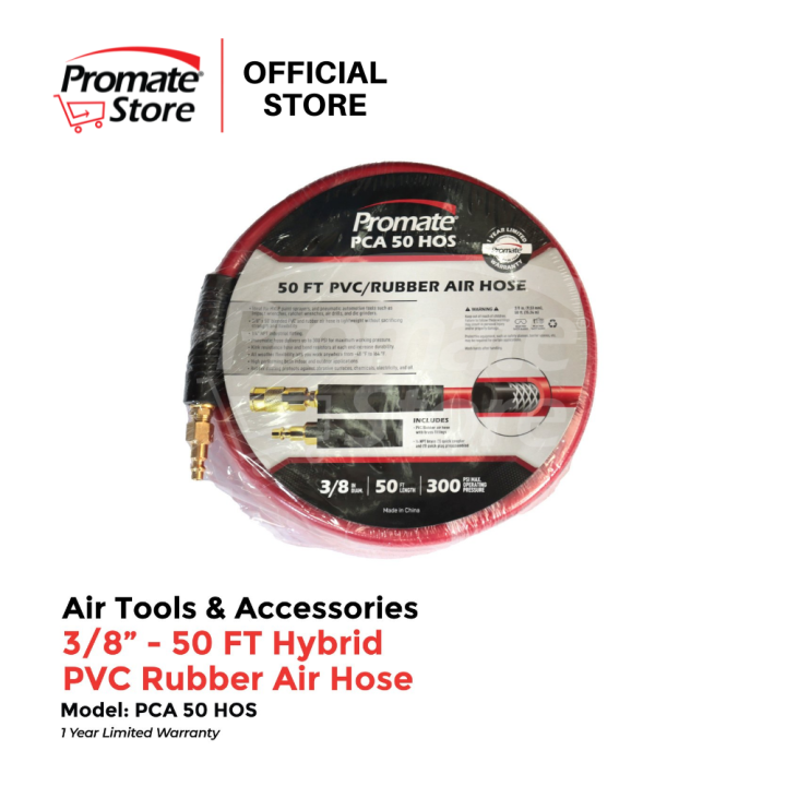 PAKA TOOLS 300 PSI Hybrid Air Hose - 3/8-Inch X 100-Feet | PVC/Rubber Blend