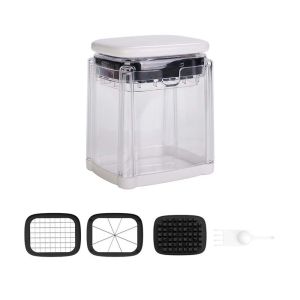 ZHUNIEDU Manual French Fries Cutter with 2 Blades Hand Press Vegetable Dicer Food Chopper 4 in 1 Fruit Slicer Onion
