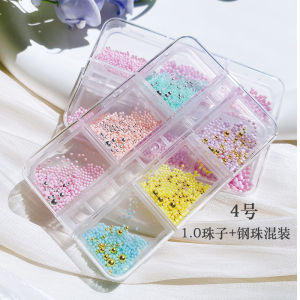 6 Grid Manik-Manik Akrilik 3D Bentuk Bulat Warna Macaron Untuk Dekorasi Nail Art Diy