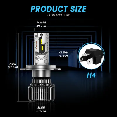 Novsight N75 LED Car Headlight Bulb 9005/HB3 9006/HB4 9012/HIR2 H4 H7 H11 LED Light for Car High/Low Beam Fog Light 100W 20000LM 6500K Super Bright Plug&Play 2 PCS 1 Year Warranty