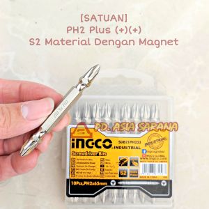 Screwdriver Bit PH2+PH2 Magnet INGCO SDB21PH233 Mata Obeng Plus Bor S2