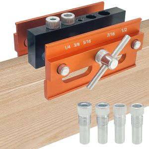 Self-Centering Doweling Jig Kit Vertical Center Puncher Pocket Hole Jig Drill Guide Woodworking Tools