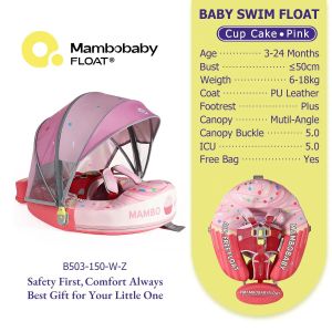2026 Mambobaby Float Cool 4-position Sunshade Safe Air-Free Core Baby Swimming Ring Toddler Pool Float Infant Swim Circle Water Ring