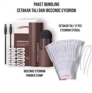 READY !!! PAKET BUNDLING CETAKAN ALIS TALI EYEBROW POWDER ISI 2 PCS BONUS KUAS ( EYEBROW CETAKAN TALI 12 PCS+ KUAS )