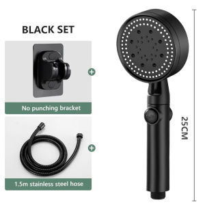 Grosir Kepala Shower Mandi Premium Portabel dengan Selang Shower Kamar Mandi Portabel Dapat Disesuaikan 5 Mode Shower Elegan