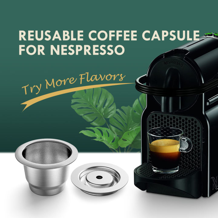 i Cafilas NESC01 Reusable Coffee Capsule Coffee Pods Filter Refillable Stainless Steel Coffee Filters With Tamper Espresso Coffee Crema Maker for Nespresso Machine B Coffee machine Hibrew Inissia