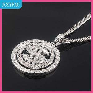 JCSYFAC  Lớn Xoay Chúng Tôi Đô La Tiền Dấu Hiệu Mặt Dây Chuyền Vòng Cổ Người Đàn Ông Rapper Hip Hop