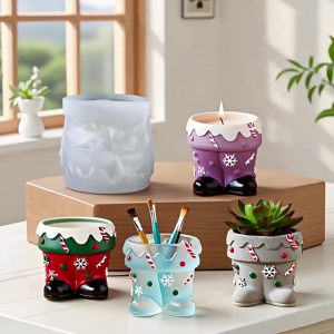 Flexible Reusable Flower Pot Silicone Mold Cup Vase Storage Silicone Mold For Concrete Resin Art Projects