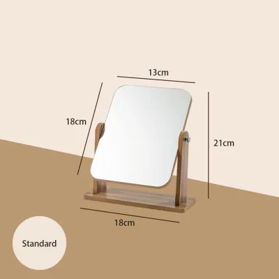 HD Wooden Mirror 360 Degree Portable Adjustable Table Desk Mirror Stand Bathroom Living Room