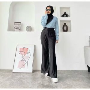 Celana Panjang Cutbray Knit Wanita Highwaist Knit Cutbray Premium Bahan Adem