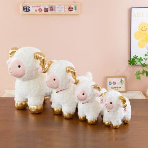 GONLUEZ With Scarf Plush Sheep Toy With Bell Soft Plush Stuffed Sheep Animal Plump Plump Design Sheep Throw Pillow For Company Party