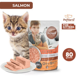 PetMarra Natural Meat Loaf Kitten Cat Wet Food Pouch up to Ages 12 Months Salmon Flavor 80g cats meatloaf pet foods