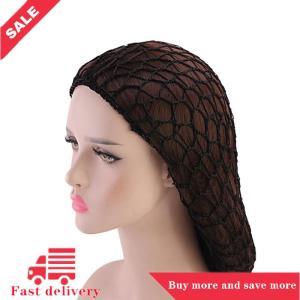 [COD] Womens Mesh Hair Net Crochet Cap Solid Color Snood Sleeping Night Cover Turban