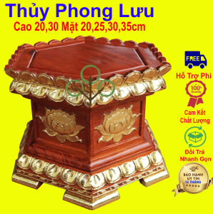 Đôn đài sen kỷ lục giác rát vàng gỗ hương cao 2030cm