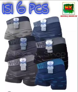 PROMO 6 PCS (SETENGAH LUSIN) CELANA DALAM MODEL BOXER PRIA MERK VI N BB PREMIUM TERLARIS