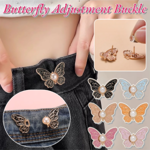 [No-Sew No-Nail] Butterfly Adjustment Buckle Detachable Slimming Fixation Knob Large Size to Small Size Jeans Waist Retraction Buckle Waist Pants Pin Buttons Accessories