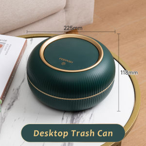 JustLiving 1PC Household Trash Can Round Plastic Trash Can Office Paper Basket Trash Can with Lid Cover Light Luxury Living Room Bathroom Round New Chinese Style Creative Lantern Bedroom Paper Basket