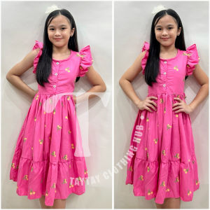Taytay Clothing Hub Marian S/M/L (2-10y/o) Seersucker Butterfly Dress - Plain Summer Dress for Girls - Small to Large Sizes
