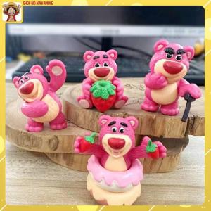 Bộ 4 Mô Hình Gấu Dâu Lotso Hoạt Hình Disney Cao 5cm Mô Hình Decor Trang Trí Bộ Sưu Tập Nhân Vật Yêu Thích
