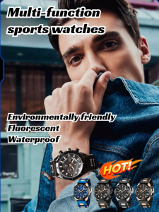 Fashion Multifunction Calendar Sports Watch Silicone Strap Mens Sports Watch