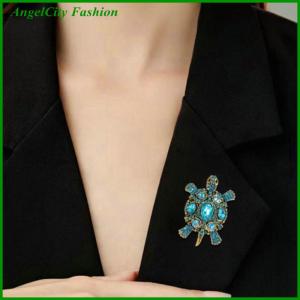 AngelCity Fashion Store Exquisite Vintage Rhinestone Turtle Brooches For Women Clothing Coat Jewelry Accessries Gifts