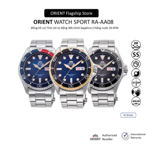 Đồng hồ cơ nam Orient Watch Sport RA-AA08 phiên bản giới hạn kiểu dáng thể thao bơi lặn máy automatic tích cót tự động dự trữ năng lượng mặt kính sapphire chống xước chống nước 20 ATM dây thép đeo tay cao cấp chính hãng