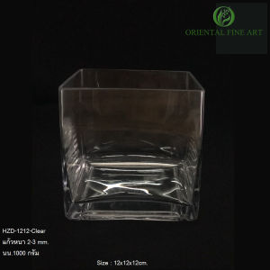 OrientalFineArt  แก้วสี่เหลี่ยม แจกันแก้วทรงเหลี่ยม สำหรับจัดดอกไม้หรือเป็นภาชนะบรรจุวางประดับเพื่อความสวยงาม