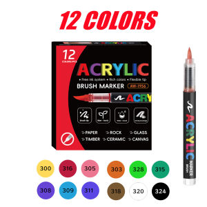 12/24/36 Colors Creative Paint-like Brush Tip Acrylic Markers Assorted Colors Perfect for Art and Craft Supplies