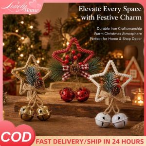 Christmas Hanging Ornament Iron Star Bow Bell Elegant Durable Easy Hang Tree Door Wall Decor