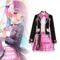 【COSER 77】Virtual YouTuber Custome Minato Aqua  Cosplay ชุดเดียวกัน cos วิทยาลัยวิทยาลัยชุดโลลิต้า J ชุดนักเรียน. 