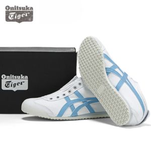 Original Tiger Shoes Classic Mexico 66 White/sky Blue Mens and Womens Canvas Non-slip Lazy Shoes Comfortable Breathable Casual Sports Shoes 1182A087-101