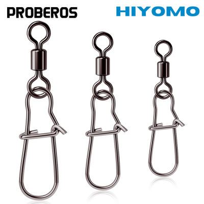 PROBEROS Stainless Steel Fishing Connector Snap Pin 1# 2# 4# 6# 8# 1/0# 2/0# 3/0# Bearing Rolling Swivel with Snap Fishhook Lure Accessories Saltwater Freshwater Fishing DAC009