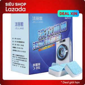 Hộp 12 viên tẩy lồng máy giặt thế hệ mới làm sạch mảng bám bản cặn bã nấm mốc diệt khuẩn an toàn cho lồng giặt giúp quần áo giặt sạch thơm hơn