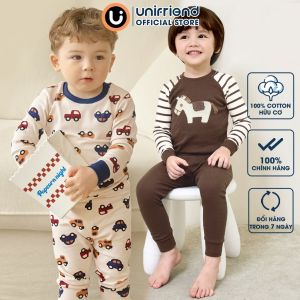 Bộ quần áo dài tay dáng ôm cotton mùa thu đông bé trai bé gái Unifriend Hàn Quốc U2022-17. Size 3 4 5 6 7 tuổi